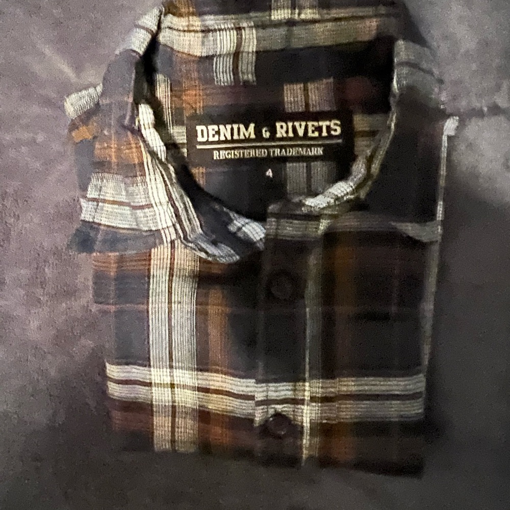 Kid’s Brown Plaid Button-Up Shirt